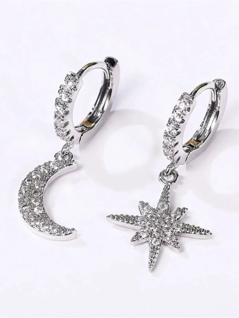 Anthropologie Silver Crescent Moon Hoop Earrings